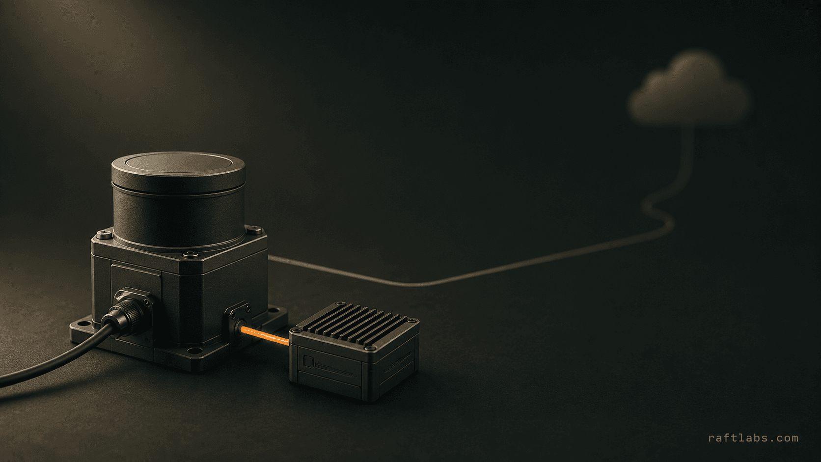 A single sensor module splitting its data path between a local processor and a distant cloud, illustrating the edge-versus-cloud decision in IoT
