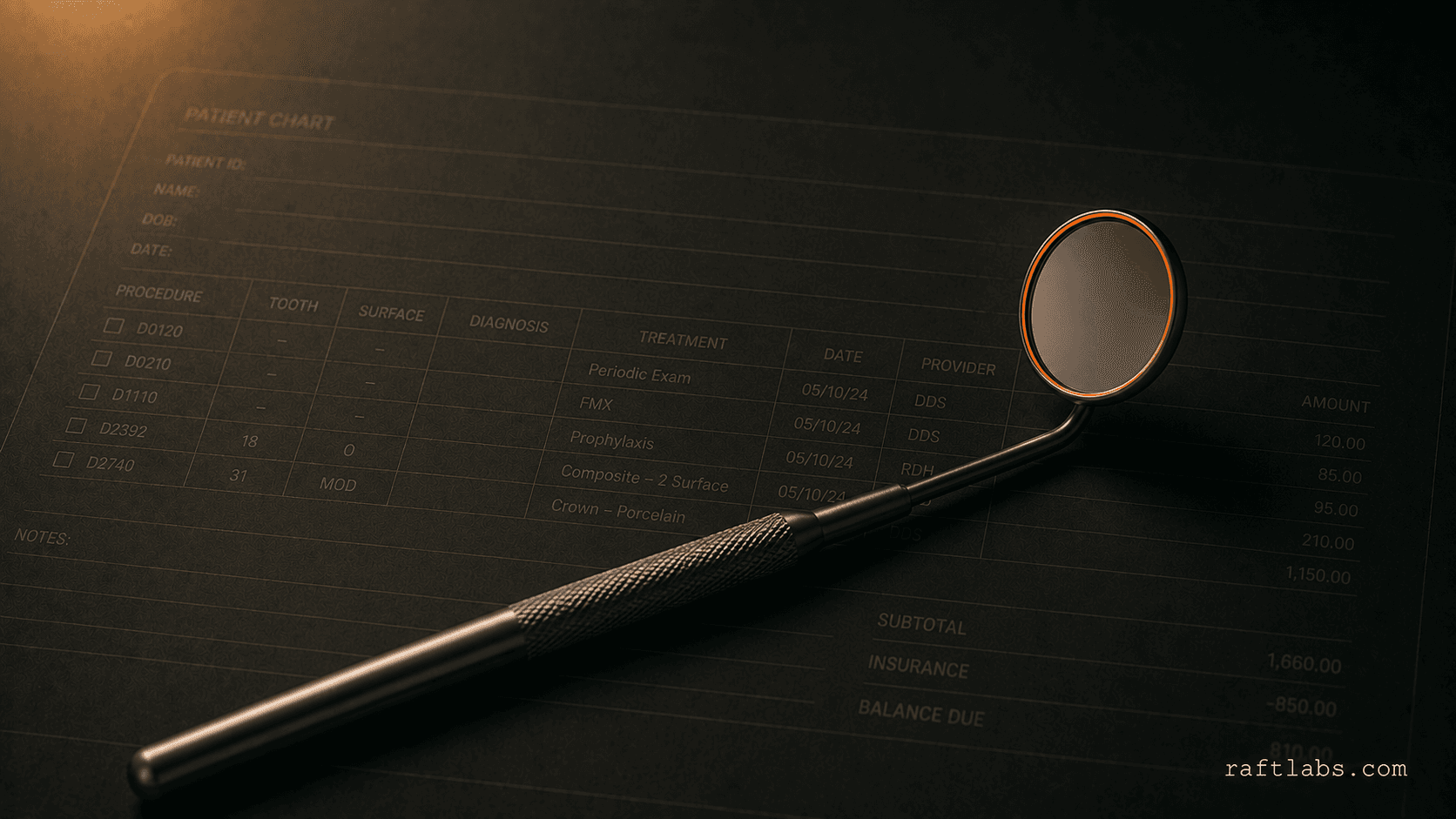 Dental practice management software interface showing patient scheduling and billing workflows