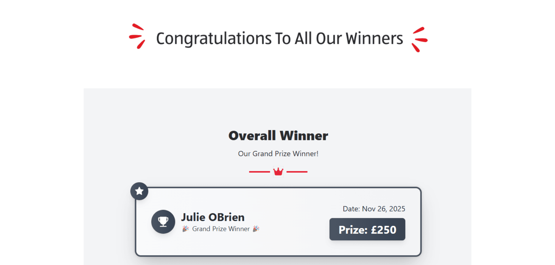 Competitions and weekly draws
