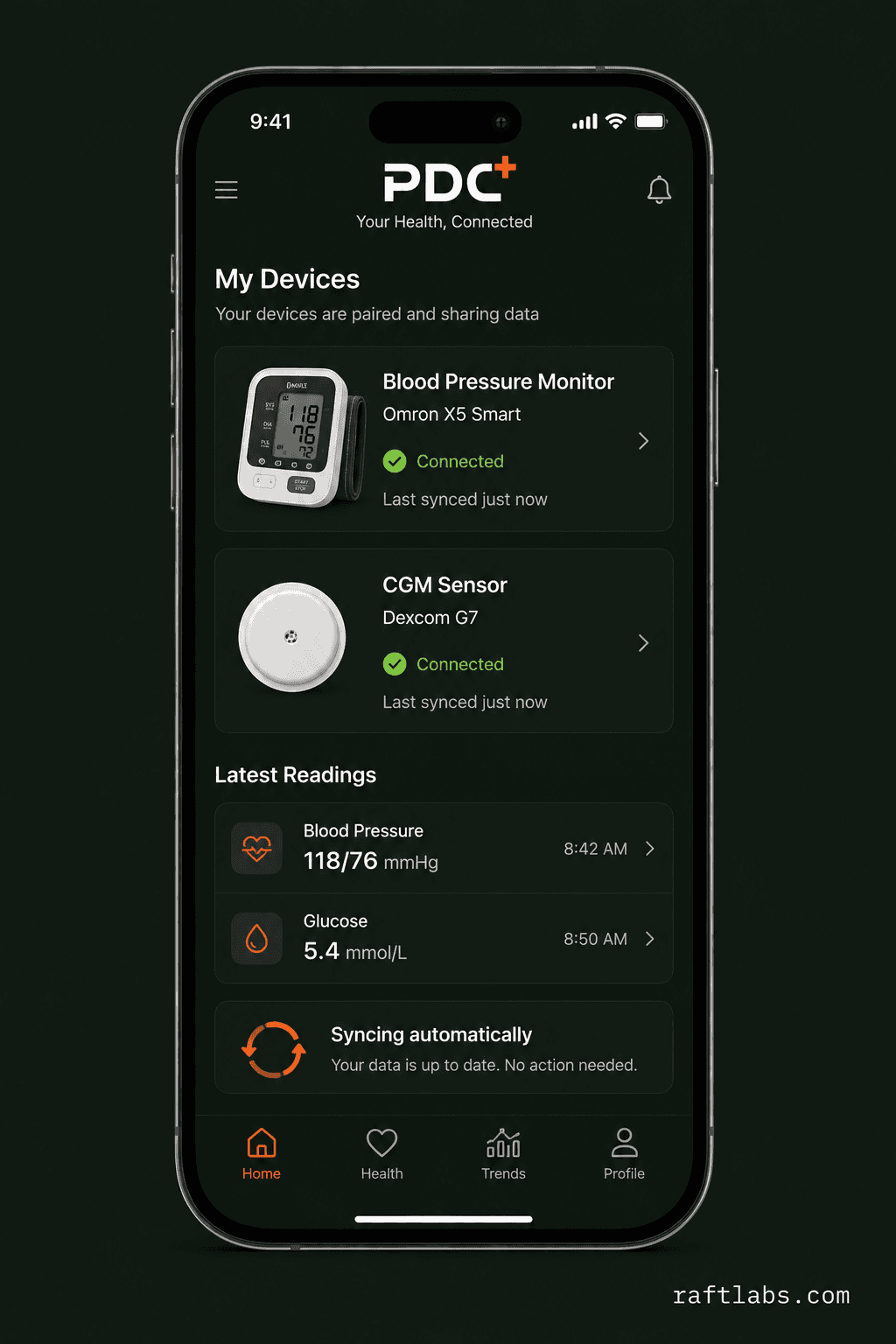 Smart health device connection