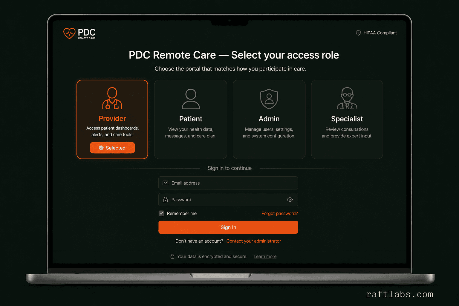 HIPAA-compliant multi-access portal
