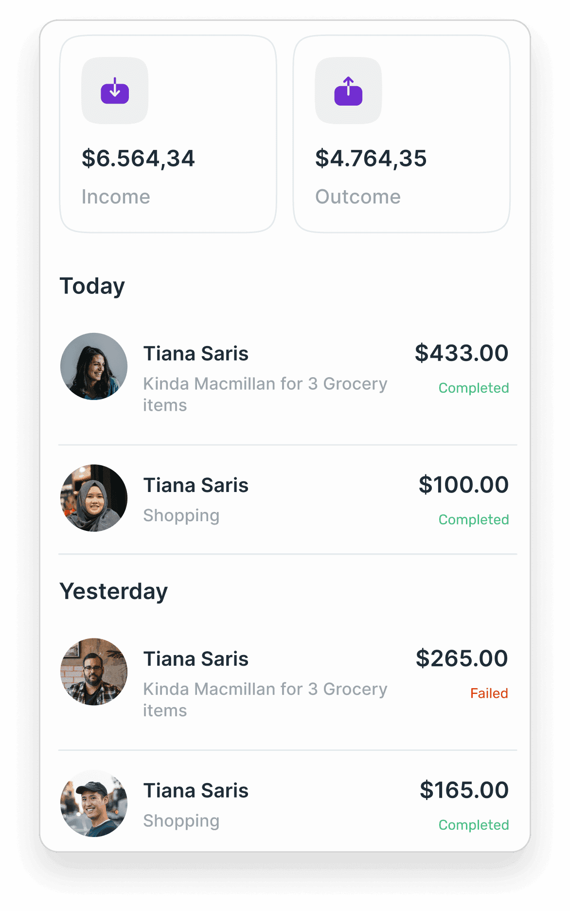 Real-time merchant analytics dashboard for transaction history and sales data