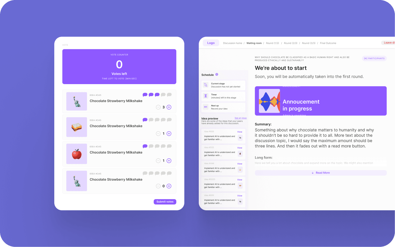 PSi's discussion interface